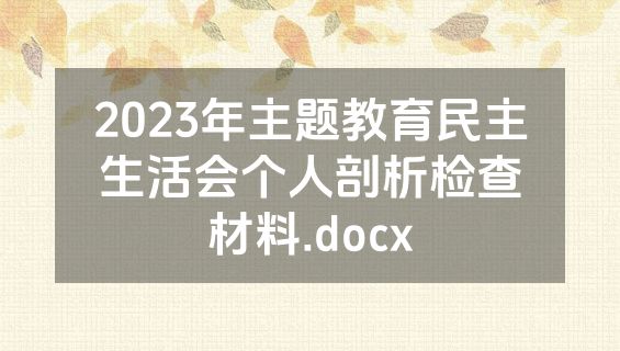 2023年主题教育民主生活会个人剖析检查材料.docx