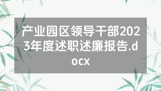 产业园区领导干部2023年度述职述廉报告.docx