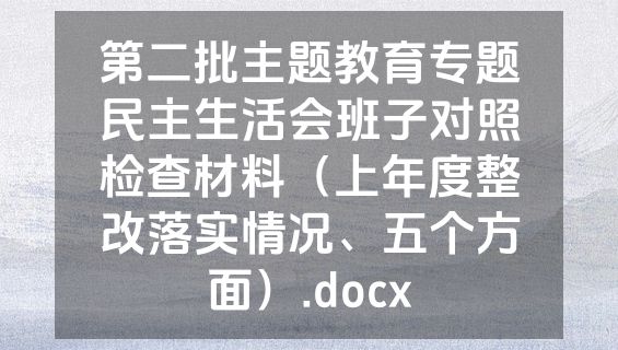 第二批主题教育专题民主生活会班子对照检查材料（上年度整改落实情况、五个方面）.docx