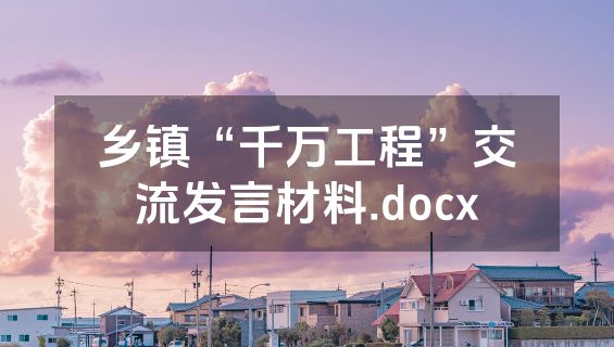 乡镇“千万工程”交流发言材料.docx