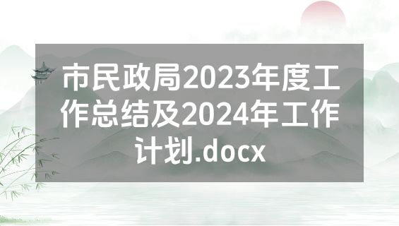 市民政局2023年度工作总结及2024年工作计划.docx