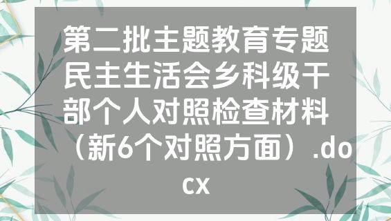 第二批主题教育专题民主生活会乡科级干部个人对照检查材料（新6个对照方面）.docx