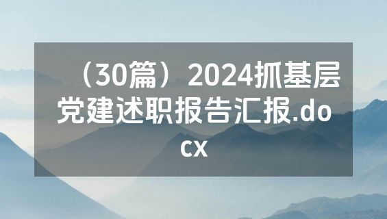 （30篇）2024抓基层党建述职报告汇报.docx