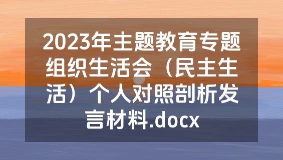 2023年主题教育专题组织生活会（民主生活）个人对照剖析发言材料.docx