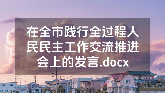 在全市践行全过程人民民主工作交流推进会上的发言.docx