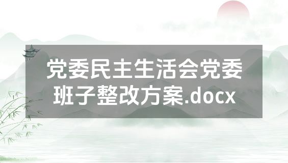 党委民主生活会党委班子整改方案.docx