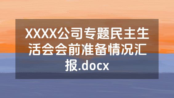 XXXX公司专题民主生活会会前准备情况汇报.docx