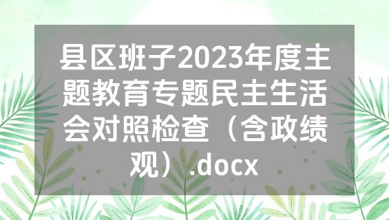县区班子2023年度主题教育专题民主生活会对照检查（含政绩观）.docx