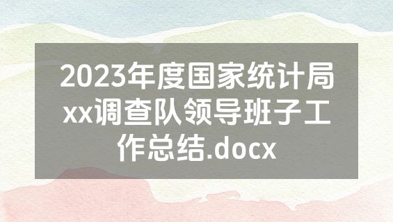 2023年度国家统计局xx调查队领导班子工作总结.docx