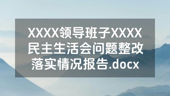 XXXX领导班子XXXX民主生活会问题整改落实情况报告.docx