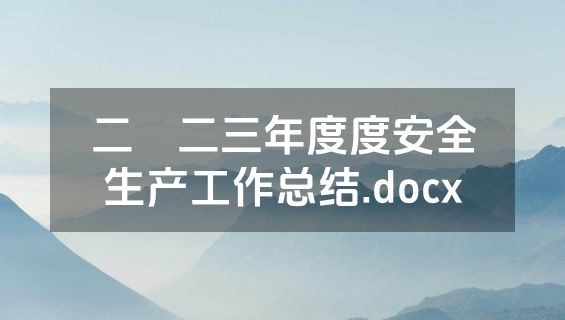 二〇二三年度度安全生产工作总结.docx