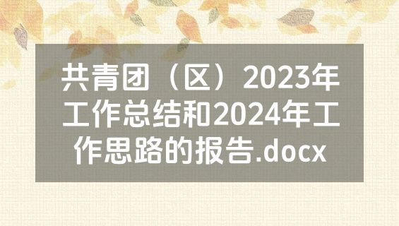 共青团（区）2023年工作总结和2024年工作思路的报告.docx