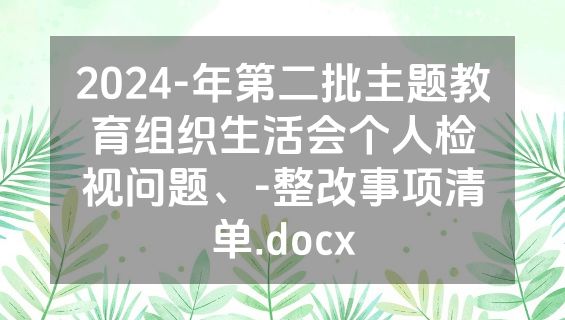 2024-年第二批主题教育组织生活会个人检视问题、-整改事项清单.docx
