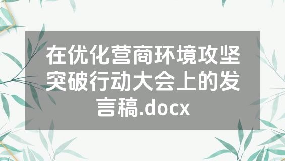在优化营商环境攻坚突破行动大会上的发言稿.docx