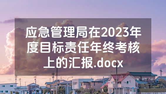 应急管理局在2023年度目标责任年终考核上的汇报.docx
