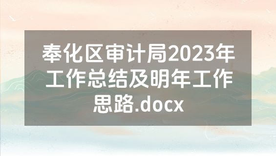 奉化区审计局2023年工作总结及明年工作思路.docx