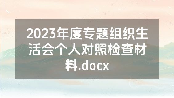 2023年度专题组织生活会个人对照检查材料.docx