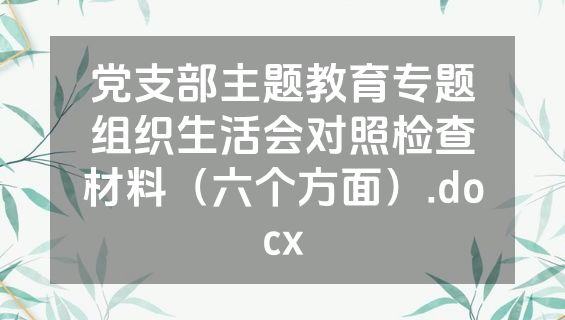 党支部主题教育专题组织生活会对照检查材料（六个方面）.docx