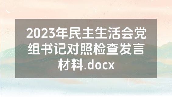 2023年民主生活会党组书记对照检查发言材料.docx