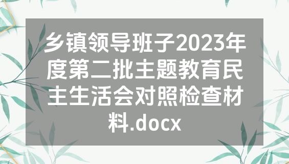 乡镇领导班子2023年度第二批主题教育民主生活会对照检查材料.docx