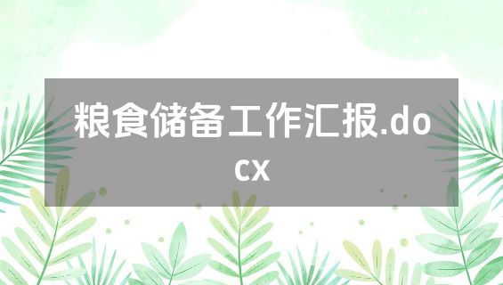 粮食储备工作汇报.docx