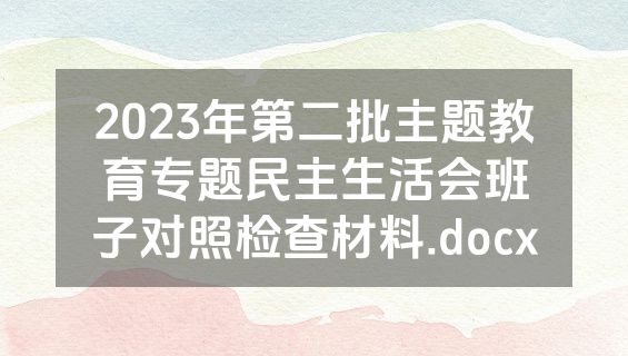 2023年第二批主题教育专题民主生活会班子对照检查材料.docx