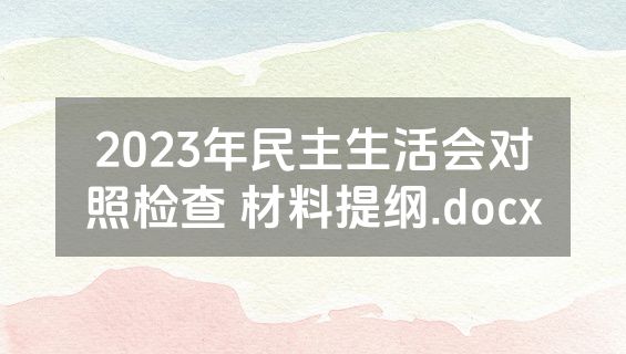2023年民主生活会对照检查 材料提纲.docx
