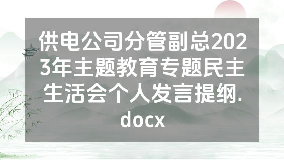 供电公司分管副总2023年主题教育专题民主生活会个人发言提纲.docx