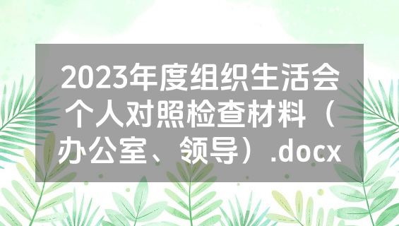 2023年度组织生活会个人对照检查材料（办公室、领导）.docx
