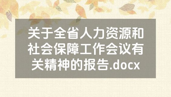 关于全省人力资源和社会保障工作会议有关精神的报告.docx