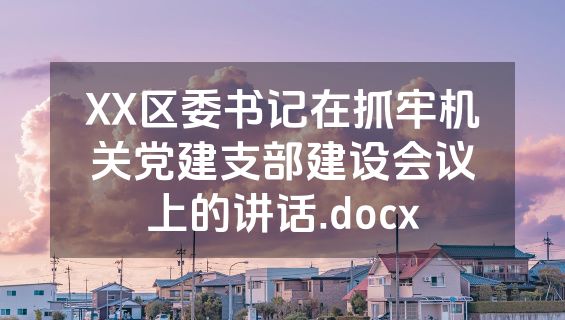 XX区委书记在抓牢机关党建支部建设会议上的讲话.docx