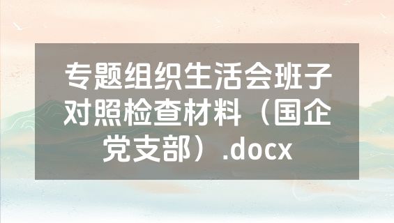 专题组织生活会班子对照检查材料（国企党支部）.docx