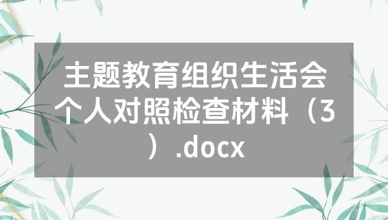 主题教育组织生活会个人对照检查材料（3）.docx
