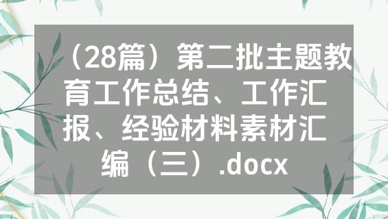 （28篇）第二批主题教育工作总结、工作汇报、经验材料素材汇编（三）.docx