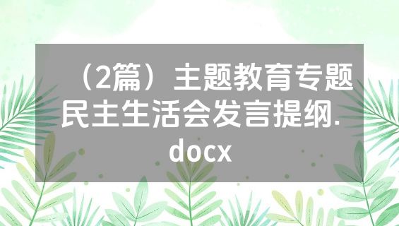 （2篇）主题教育专题民主生活会发言提纲.docx