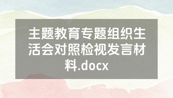 主题教育专题组织生活会对照检视发言材料.docx