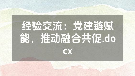 经验交流：党建链赋能，推动融合共促.docx