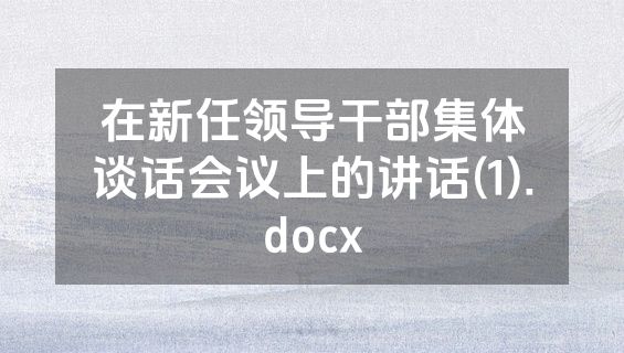 在新任领导干部集体谈话会议上的讲话(1).docx