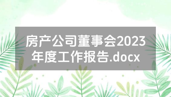 房产公司董事会2023年度工作报告.docx