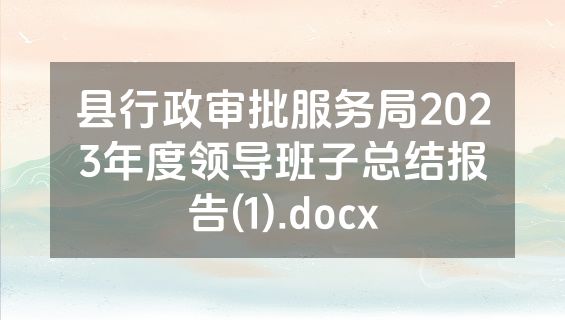 县行政审批服务局2023年度领导班子总结报告(1).docx