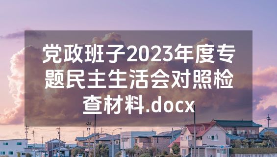 党政班子2023年度专题民主生活会对照检查材料.docx