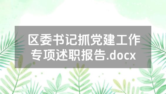区委书记抓党建工作专项述职报告.docx