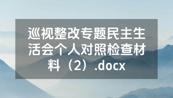 巡视整改专题民主生活会个人对照检查材料（2）.docx