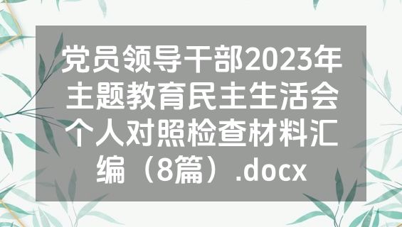 党员领导干部2023年主题教育民主生活会个人对照检查材料汇编（8篇）.docx