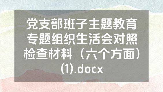 党支部班子主题教育专题组织生活会对照检查材料（六个方面）(1).docx
