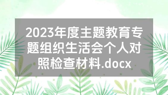 2023年度主题教育专题组织生活会个人对照检查材料.docx