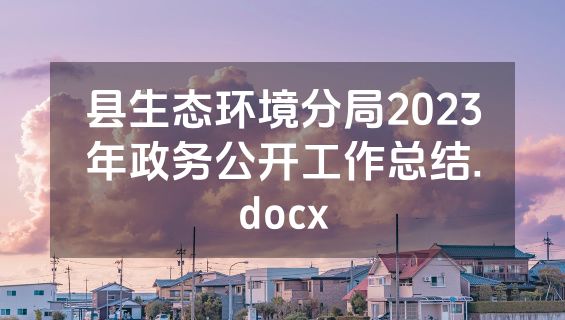 县生态环境分局2023年政务公开工作总结.docx