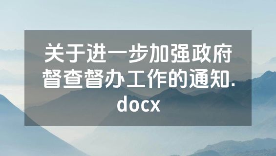 关于进一步加强政府督查督办工作的通知.docx