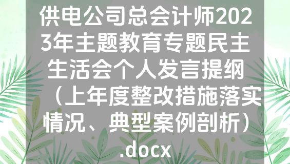 供电公司总会计师2023年主题教育专题民主生活会个人发言提纲（上年度整改措施落实情况、典型案例剖析）.docx