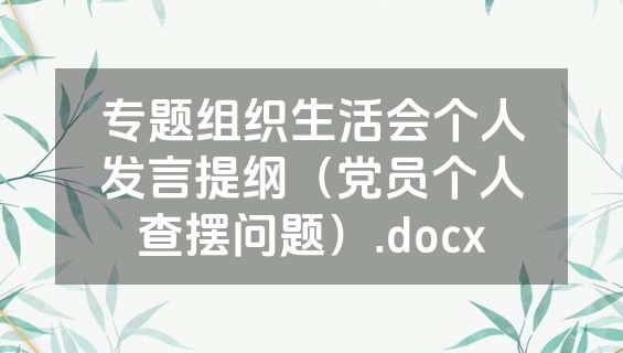 专题组织生活会个人发言提纲（党员个人查摆问题）.docx